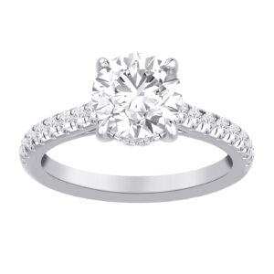 2.56 Ct Round Diamond Engagement Ring with Diamonds on the band