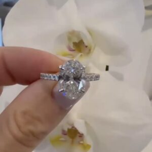 3.65 Ct Oval Diamond Engagement Ring with Diamonds on the band